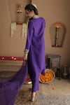 Shop_House Of Karmah_Purple Dupion, Silk, Organza Embroidery, Zari, Sequins Amrit Ambar Kurta Set _at_Aza_Fashions