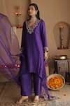 Buy_House Of Karmah_Purple Dupion, Silk, Organza Embroidery, Zari, Sequins Amrit Ambar Kurta Set _Online_at_Aza_Fashions