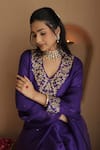 House Of Karmah_Purple Dupion, Silk, Organza Embroidery, Zari, Sequins Amrit Ambar Kurta Set _at_Aza_Fashions
