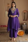 Buy_House Of Karmah_Purple Dupion, Silk, Organza Embroidery, Zari, Sequins Amrit Ambar Kurta Set _at_Aza_Fashions