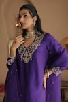 Buy_House Of Karmah_Purple Dupion, Silk, Organza Embroidery, Zari, Sequins Amrit Ambar Kurta Set 