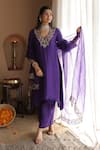 Shop_House Of Karmah_Purple Dupion, Silk, Organza Embroidery, Zari, Sequins Amrit Ambar Kurta Set 