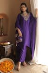 House Of Karmah_Purple Dupion, Silk, Organza Embroidery, Zari, Sequins Amrit Ambar Kurta Set _Online