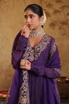 Buy House Of Karmah Purple Chanderi, Organza Embroidery, Zari V-neck Indrani Anarkali Set Online at Aza Fashions Buy_House Of Karmah_Purple Chanderi, Organza Embroidery, Zari V-neck Indrani Anarkali Set _Online_at_Aza_Fashions