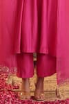 Buy_House Of Karmah_Pink Chanderi, Organza Embroidery, Zari Round Neck Rang E Gulab Kurta Set _Online_at_Aza_Fashions