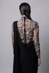Shop_Vivek Patel_Black Georgette Pearls, Sequins High Neck Embellished Pre-draped Saree Gown _Online_at_Aza_Fashions