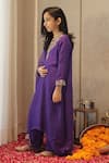 House Of Karmah_Purple Dupion, Silk, Organza Embroidery, Zari, Metallic Amrit Amber Kurta Set _Online_at_Aza_Fashions
