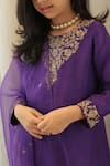 Buy_House Of Karmah_Purple Dupion, Silk, Organza Embroidery, Zari, Metallic Amrit Amber Kurta Set 