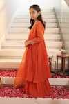 Shop_House Of Karmah_Orange Chanderi, Organza Embroidery, Sequins, Zari Nargis Anarkali Set _at_Aza_Fashions