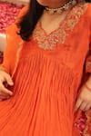 Shop_House Of Karmah_Orange Chanderi, Organza Embroidery, Sequins, Zari Nargis Anarkali Set 