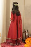 Shop_House Of Karmah_Maroon Chanderi, Organza Embroidery, Sequins, Zari Kumkum Kurta Set _at_Aza_Fashions