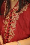 Buy_House Of Karmah_Maroon Chanderi, Organza Embroidery, Sequins, Zari Kumkum Kurta Set 