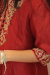 Shop_House Of Karmah_Maroon Chanderi, Organza Embroidery, Sequins, Zari Kumkum Kurta Set 