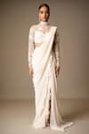Buy Vivek Patel Ivory Georgette Sequins, Beads, Embroidery Embellished Saree Gown With Drape at Aza Fashions Buy_Vivek Patel_Ivory Georgette Sequins, Beads, Embroidery Embellished Saree Gown With Drape _at_Aza_Fashions