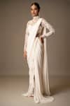 Buy Vivek Patel Ivory Georgette Sequins, Beads, Embroidery Embellished Saree Gown With Drape Online at Aza Fashions Buy_Vivek Patel_Ivory Georgette Sequins, Beads, Embroidery Embellished Saree Gown With Drape _Online_at_Aza_Fashions