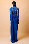Shop Vivek Patel Blue Georgette Embroidery, Sequins, Beads Teal Resham Embellished Saree Gown at Aza Fashions Shop_Vivek Patel_Blue Georgette Embroidery, Sequins, Beads Teal Resham Embellished Saree Gown _at_Aza_Fashions