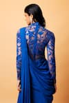 Shop Vivek Patel Blue Georgette Embroidery, Sequins, Beads Teal Resham Embellished Saree Gown Online at Aza Fashions Shop_Vivek Patel_Blue Georgette Embroidery, Sequins, Beads Teal Resham Embellished Saree Gown _Online_at_Aza_Fashions