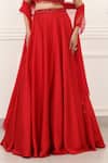 Shop_Omal Sindwani_Red Satin, Net Beads, Sequins, Tassels Sweetheart Neck Scarlet Flame Lehenga Set _Online_at_Aza_Fashions
