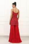 Shop_Omal Sindwani_Red Georgette Embroidery, Cut Work Scoop Neck Scarlet Royale Kurta Gharara Set _at_Aza_Fashions