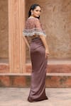 Shop_Omal Sindwani_Mauve Satin Sequins, Beads Round Neck Dusky Enchant Cape Skirt Set _at_Aza_Fashions