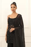 Omal Sindwani_Black Georgette Embroidery, Beads Scoop Neck Noir Luxe Kurta Gharara Set _Online_at_Aza_Fashions