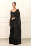 Buy_Omal Sindwani_Black Georgette Embroidery, Beads Scoop Neck Noir Luxe Kurta Gharara Set _at_Aza_Fashions