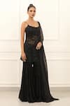Shop_Omal Sindwani_Black Georgette Embroidery, Beads Scoop Neck Noir Luxe Kurta Gharara Set _Online_at_Aza_Fashions