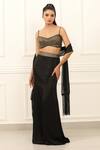 Buy_Omal Sindwani_Gold Satin Fringe, Tassels Sweetheart Neck Black Metallic Blouse Skirt Set _at_Aza_Fashions
