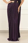 Omal Sindwani_Purple Lycra, Knit Sequins, Beads Moonlight Majesty Draped Saree With Corset _Online_at_Aza_Fashions