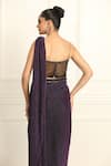 Shop_Omal Sindwani_Purple Lycra, Knit Sequins, Beads Moonlight Majesty Draped Saree With Corset _at_Aza_Fashions