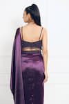 Shop_Omal Sindwani_Purple Satin, Net Beads, Embroidery Moonlight Orchid Drape Saree With Blouse _at_Aza_Fashions