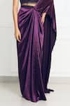 Shop_Omal Sindwani_Purple Satin, Net Beads, Embroidery Moonlight Orchid Drape Saree With Blouse _Online_at_Aza_Fashions