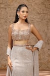 Omal Sindwani Beige Lycra Sequins, Tassels Lusture Luxe Embellished Blouse Skirt Set Online at Aza Fashions Omal Sindwani_Beige Lycra Sequins, Tassels Lusture Luxe Embellished Blouse Skirt Set _Online_at_Aza_Fashions