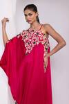 Buy_Oshi By Shikha_Pink Silk Embroidery, Beads, Metallic Thread, Zari One Shoulder Tunic And Pant Set 