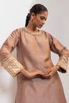 Buy_Oshi By Shikha_Silk Embroidery, Sequins, Beads Round Neck Kurta And Draped Pant Set 
