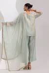 Oshi By Shikha_Sky Blue Silk, Organza Embroidery, Sequins, Beads, Zari, Short Kurta Pant Set _Online_at_Aza_Fashions