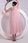 Oshi By Shikha_Pink Silk, Organza One Shoulder, Open Neck Dress And Jacket Set _Online_at_Aza_Fashions