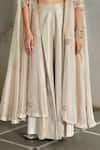Buy_Paulmi And Harsh_Beige Silk Embroidery Sweetheart , Open Couchni Cape Palazzo Set _Online_at_Aza_Fashions