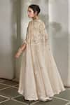 Paulmi And Harsh_Beige Silk Embroidery Sweetheart , Open Couchni Cape Palazzo Set _at_Aza_Fashions