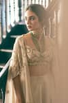 Buy_Paulmi And Harsh_Beige Silk Embroidery Sweetheart , Open Couchni Cape Palazzo Set 
