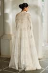 Paulmi And Harsh_Ivory Jacquard Sweetheart , High Hand Embroidered Cape With Anarkali _Online_at_Aza_Fashions