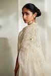 Paulmi And Harsh_Ivory Jacquard Sweetheart , High Hand Embroidered Cape With Anarkali _at_Aza_Fashions