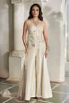 Buy_Paulmi And Harsh_Ivory Jacquard, Net Embroidery, Metallic Thread Hand Corset Kurta With Palazzo _at_Aza_Fashions