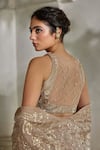 Buy_Paulmi And Harsh_Gold Jacquard, Shantoon, Net Embroidery, Sequins V-neck, Round Cape Palazzo Set _Online_at_Aza_Fashions