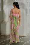 Shop_Paulmi And Harsh_Pink Georgette Embroidery, Sequins Floral Print Pre-draped Saree With Blouse _at_Aza_Fashions