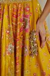 Buy_Paulmi And Harsh_Yellow Shantoon, Organza Embroidery, Sequins, Florette Print 16 Kali Lehenga Set 