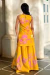 Shop_Paulmi And Harsh_Yellow Sequins, Tassels, Embroidery Round Neck Garden Print Kurta And Palazzo Set _at_Aza_Fashions