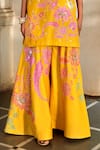 Buy_Paulmi And Harsh_Yellow Sequins, Tassels, Embroidery Round Neck Garden Print Kurta And Palazzo Set _Online_at_Aza_Fashions