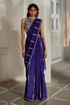 Buy_Paulmi And Harsh_Purple Silk, Shantoon Embroidery, Tassels High Neck Saree With Blouse _at_Aza_Fashions