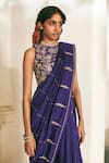 Paulmi And Harsh_Purple Silk, Shantoon Embroidery, Tassels High Neck Saree With Blouse _Online_at_Aza_Fashions